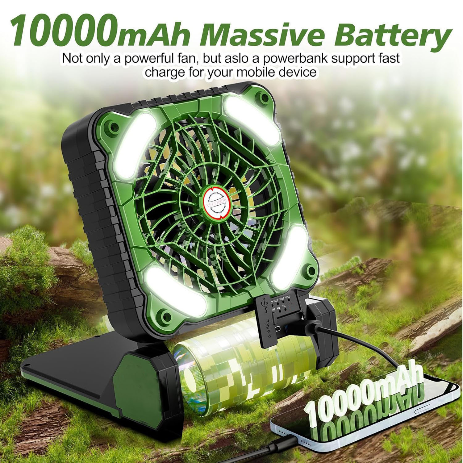 10000mAh Solar Powered Portabl - Renewable Energy Fan ulasan dan harga